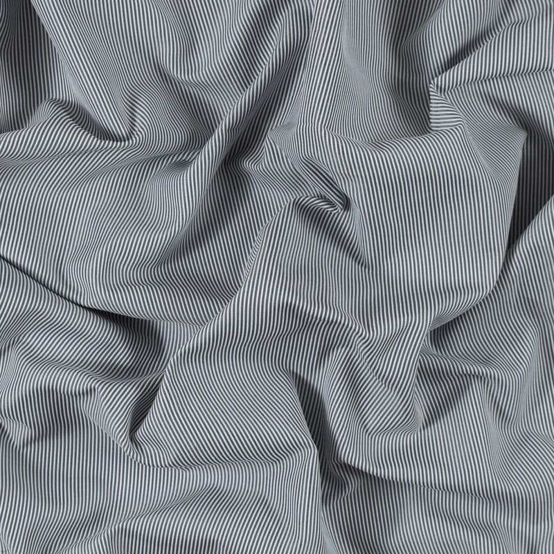 White and Cool Gray Striped Polyester Woven
