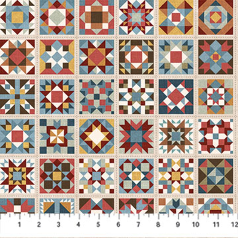 Barn Quilts DP27317-12 Beige Multi