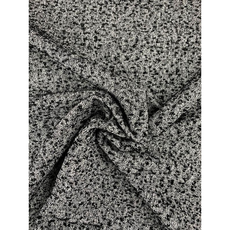 Novelty Textured Suiting with Lurex Fringe – White / Black Fabric by the Yard