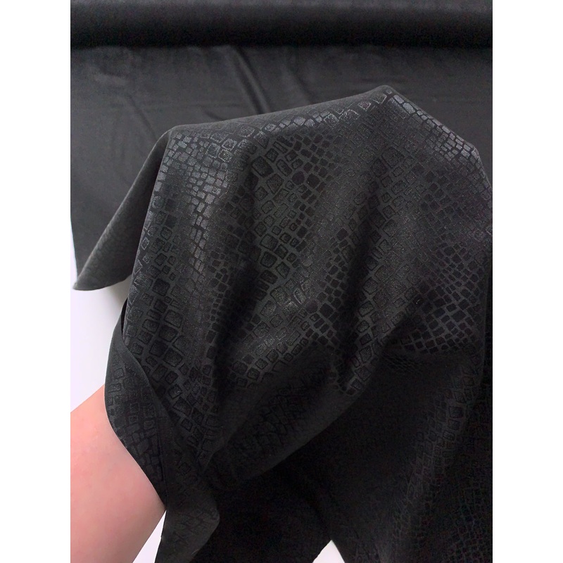 Reptile Inspired Silk Jacquard – Black Fabric by the Yard