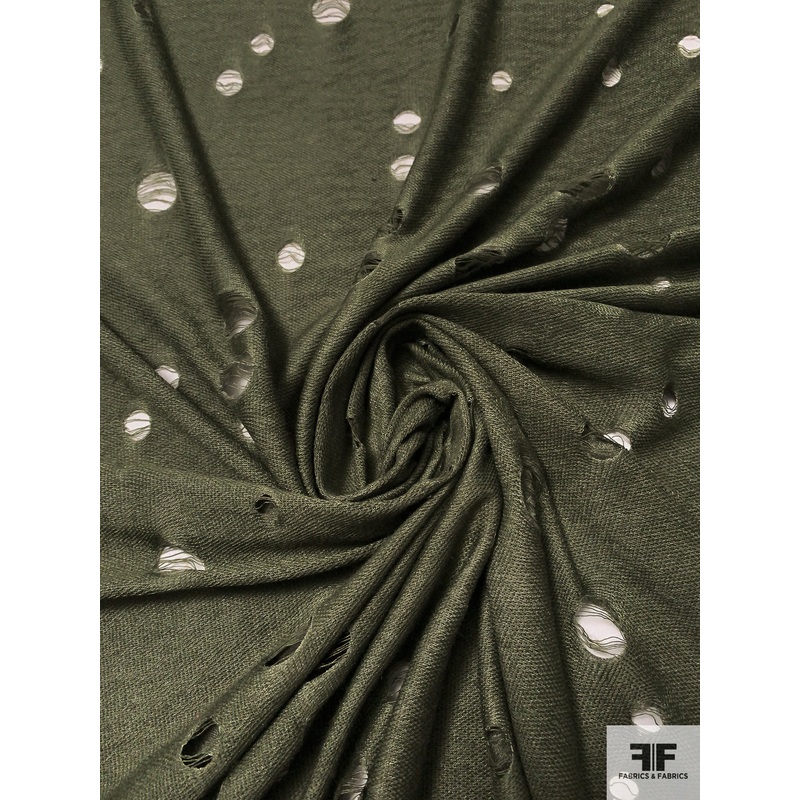 Ripped-Look Poly Rayon Knit – Heather Green Fabric by the Yard