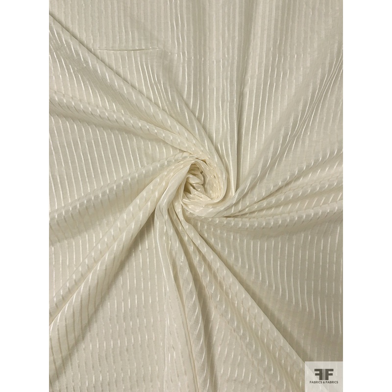 Satin Striped Silk-Cotton Voile – Cream Fabric by the Yard