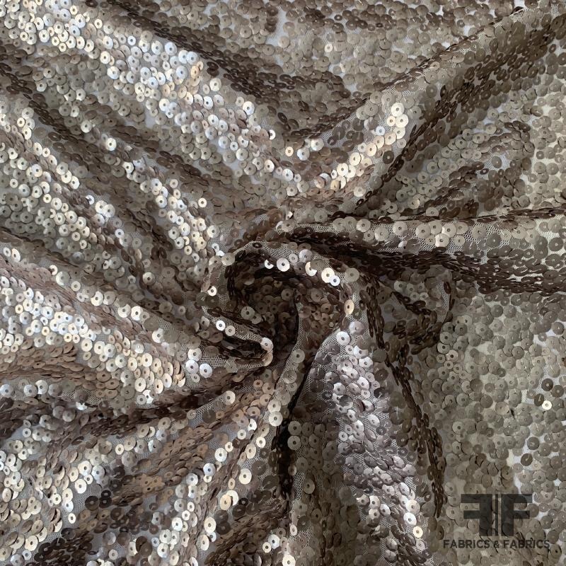 Sequined Netting – Taupe Fabric by the Yard