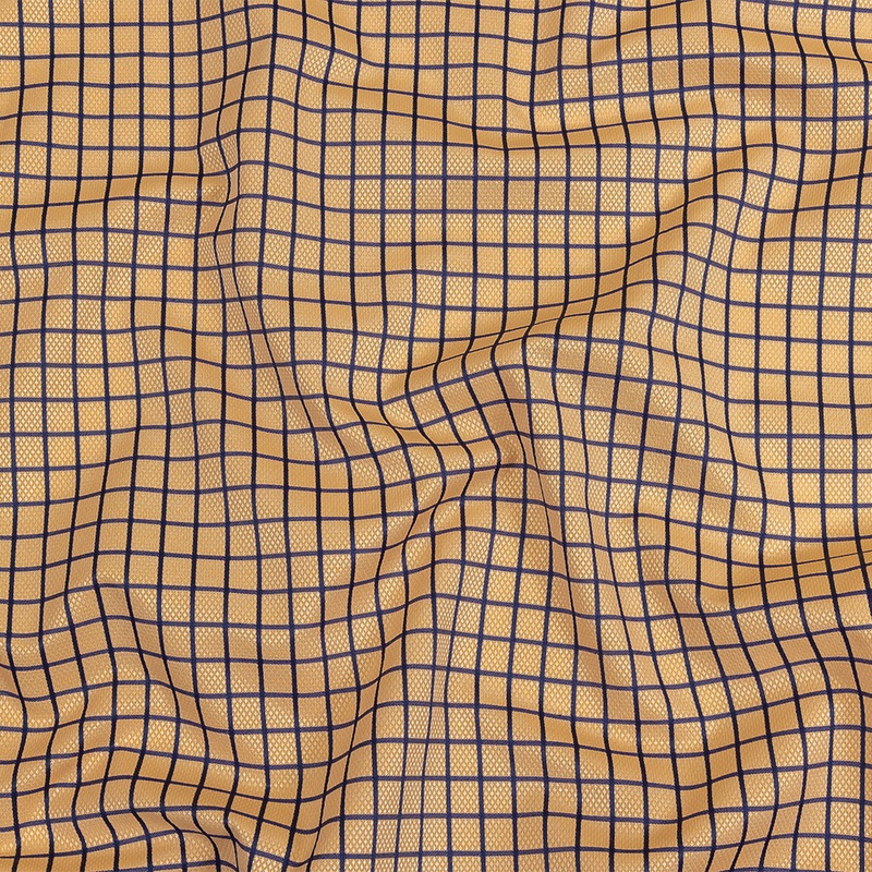 Yellow and Blue Ribbon Checks and Diamonds Cotton and Polyester Dobby Shirting