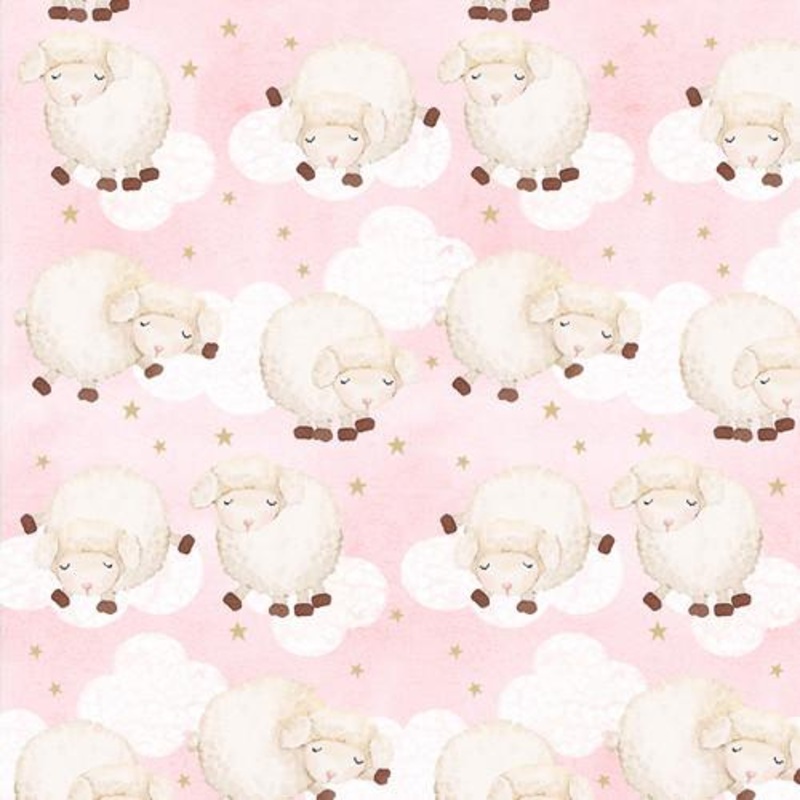 Comfy Flannel  –  Pink – Sheep on clouds N0952-22