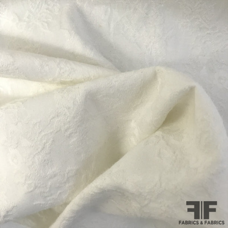 Cotton Stretch Jacquard – White Fabric by the Yard