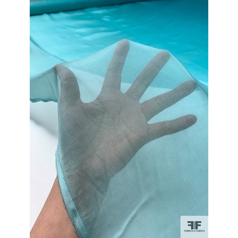 French Ombr Printed Silk Chiffon – Turquoise Fabric by the Yard