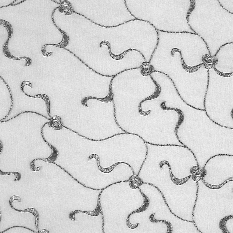 Iridescent Gray Floral Embr & Eyelet