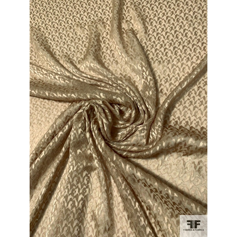 Italian Abstract Burnout Silk Chiffon – Tan Fabric by the Yard