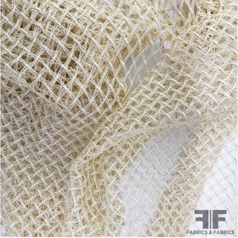 Italian Netting Lattice Guipure Lace – Cream/Beige Fabric by the Yard