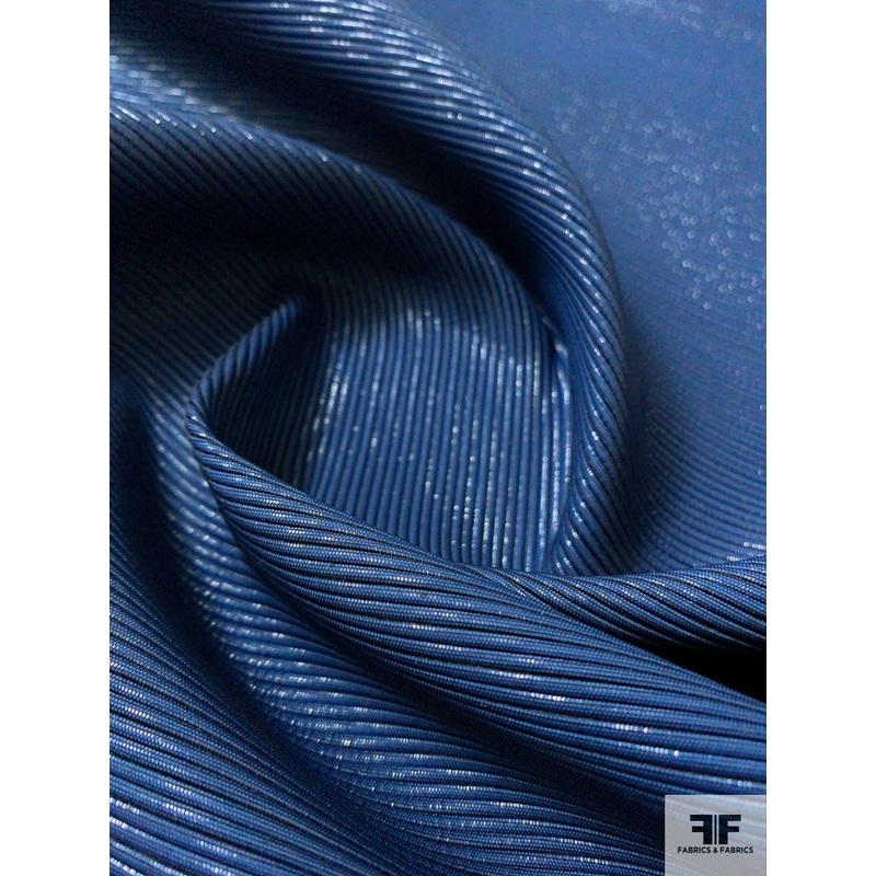 Made in England Shimmery Ottoman Striped Lam – Blue Fabric by the Yard