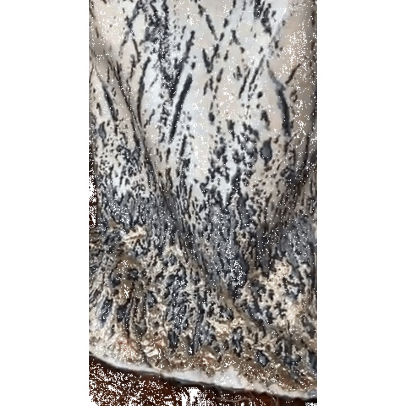 Matelass Abstract Border Pattern Novelty Lurex Brocade Panel – Gold / Dark Grey / Grey Fabric by the Panel