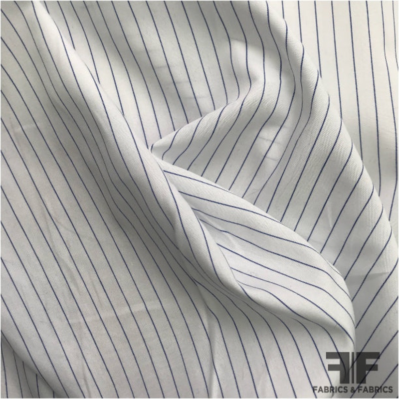 Pinstripe Cotton Shirting – Blue/White Fabric by the Yard