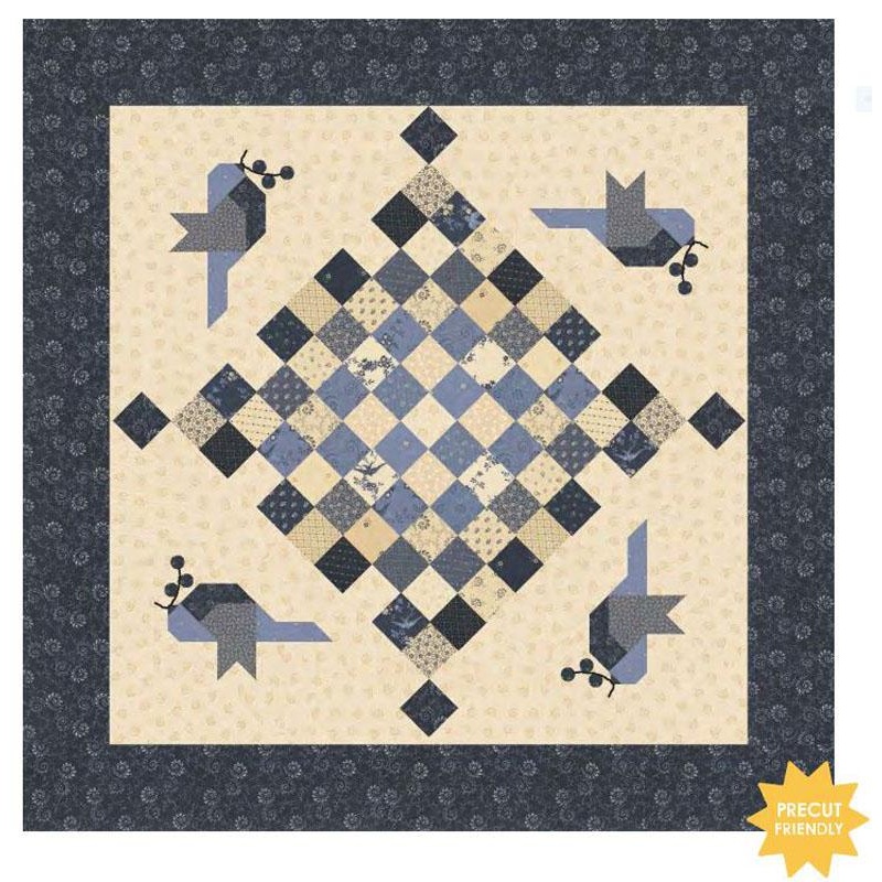 Bluebirds Nest – Bluebird Quartet Pattern – 30″x30″