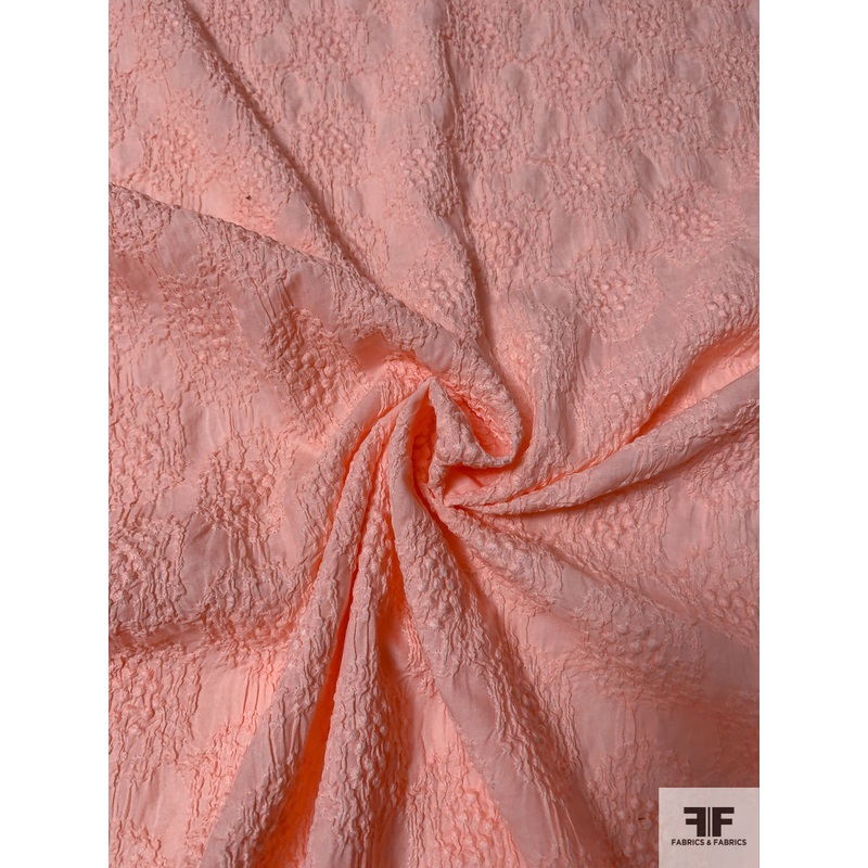Circle Clusters Embroidered Popcorn-Look Cotton Voile – Light Peach Fabric by the Yard