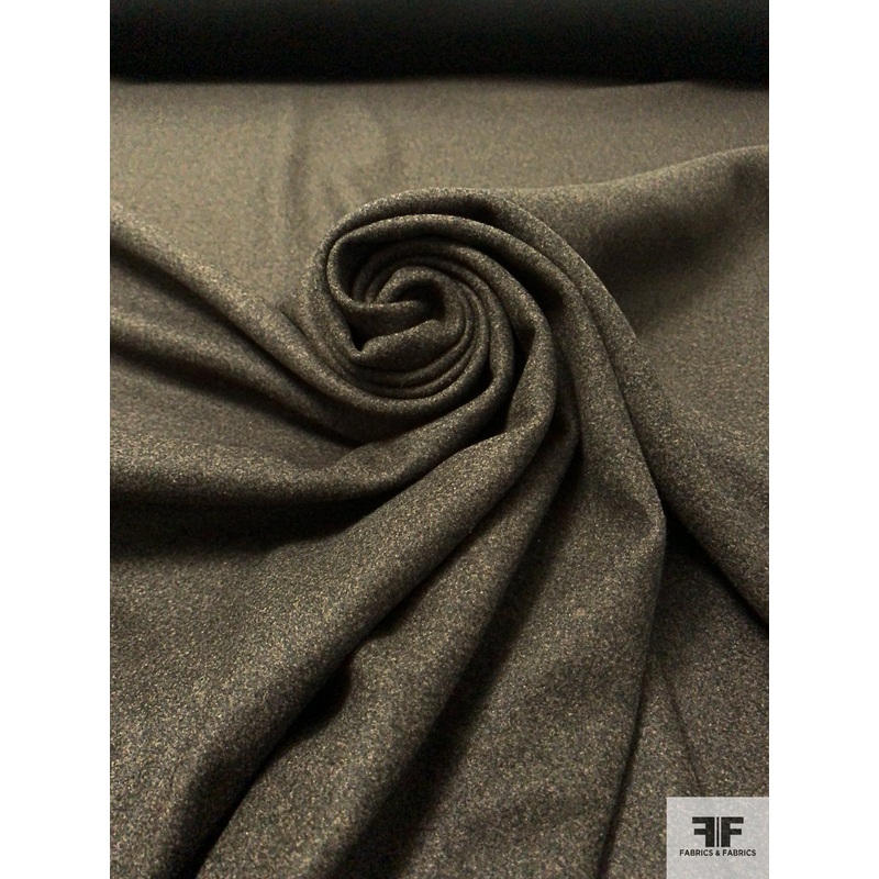 Italian Brushed Jacket Weight Knit – Heather Olive Brown Fabric by the Yard