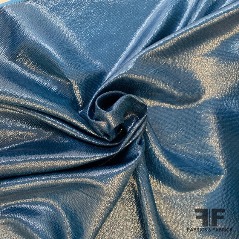 Italian Metallic Novelty Silk – Blue Fabric by the Yard