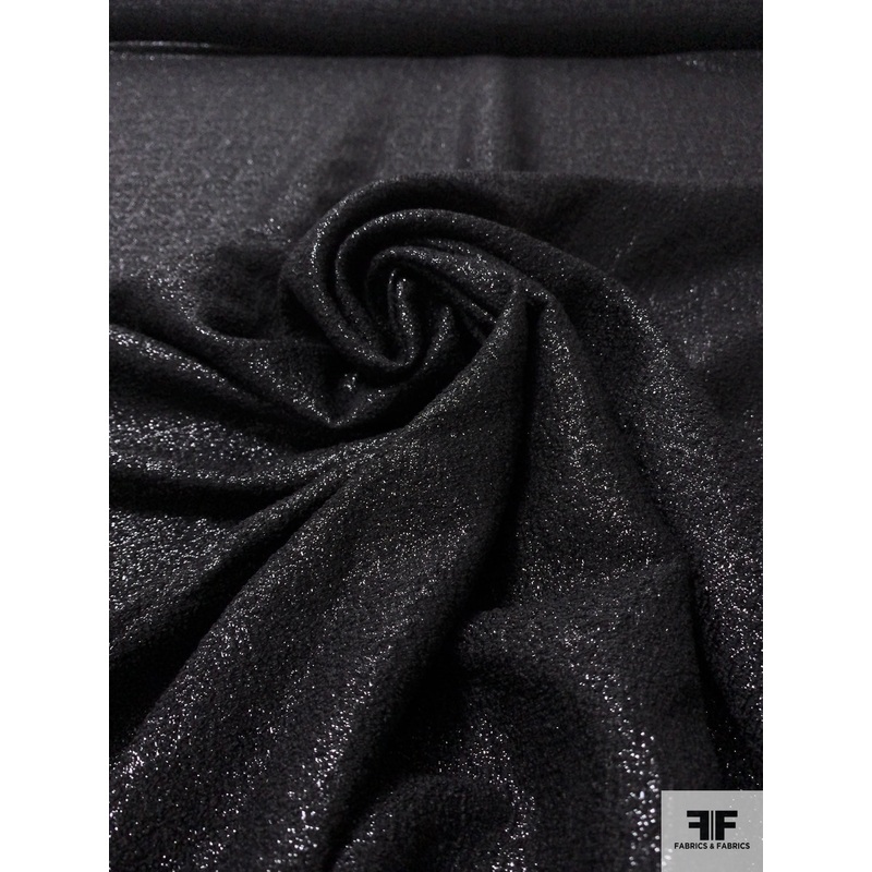 Italian Solid Metallic Tweed Suiting – Black Fabric by the Yard