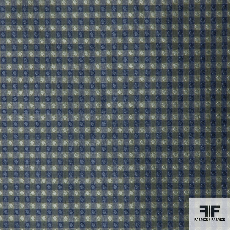 Plaid Jacquard Silk Taffeta – Green/Blue Fabric by the Yard