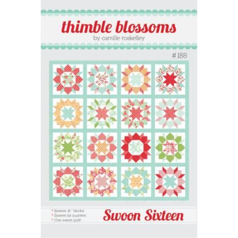 Swoon Sixteen- Thimble Blossoms – 74″ x 74″ (16″ Blocks)