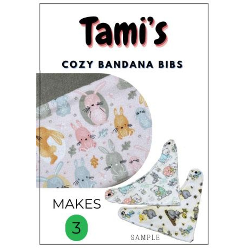 Tami’s Cozy Bandana Bibs – Makes 3 – Bunnies & Grey – Includes Pattern