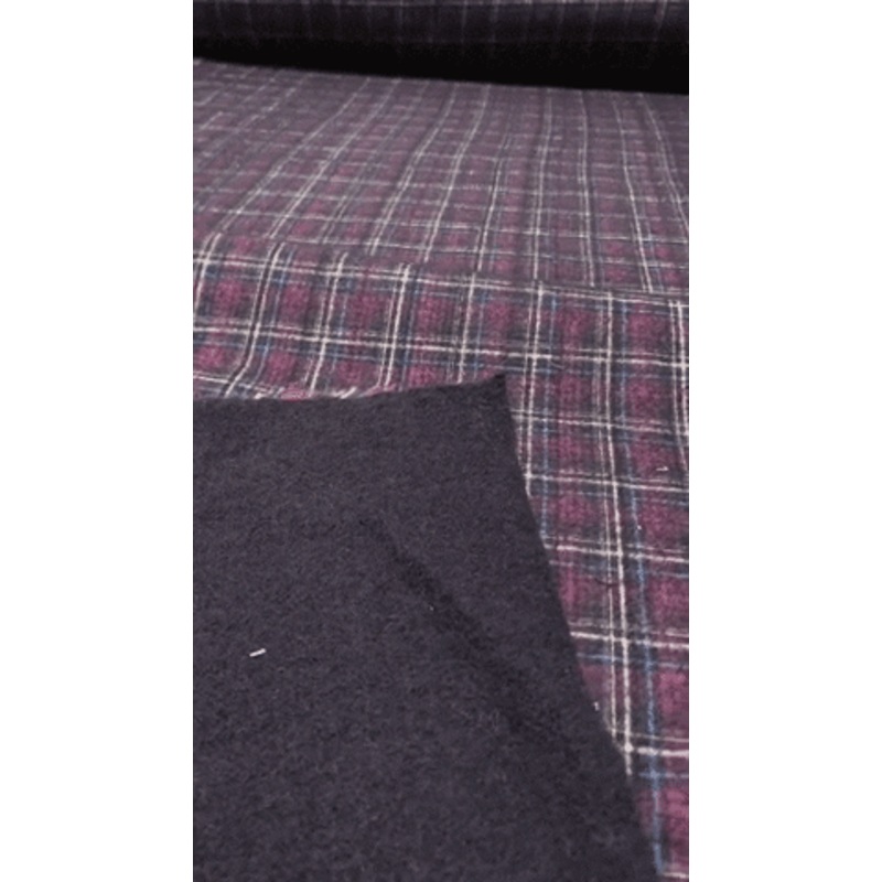 2-Ply Reversible Wool and Cotton Felted Plaid Coating – Dusty Rose / Blue / Yellow / White / Black Fabric by the Yard