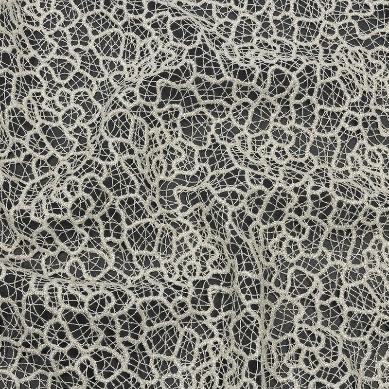 Guipure Lace with Glitter – White Meandering Lines
