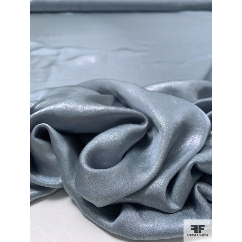 Italian Foil Printed Polyester Charmeuse – Washed Grey Fabric by the Yard