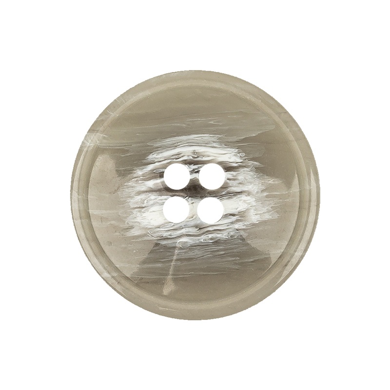 Italian Light Gray and White Striated 4-Hole Plastic Button – 40L/25.5mm