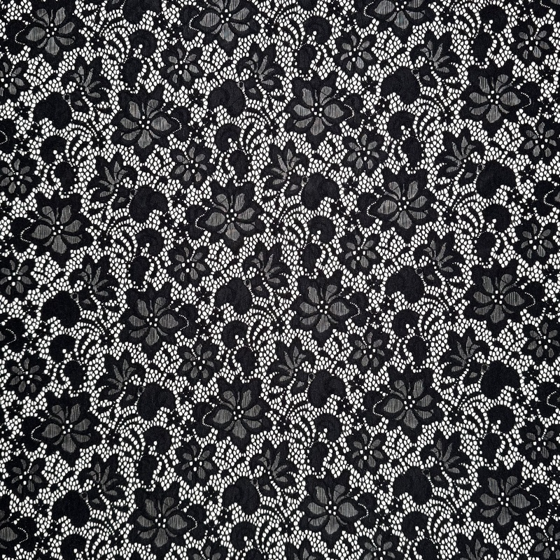 Lace Fabric – Floral Black