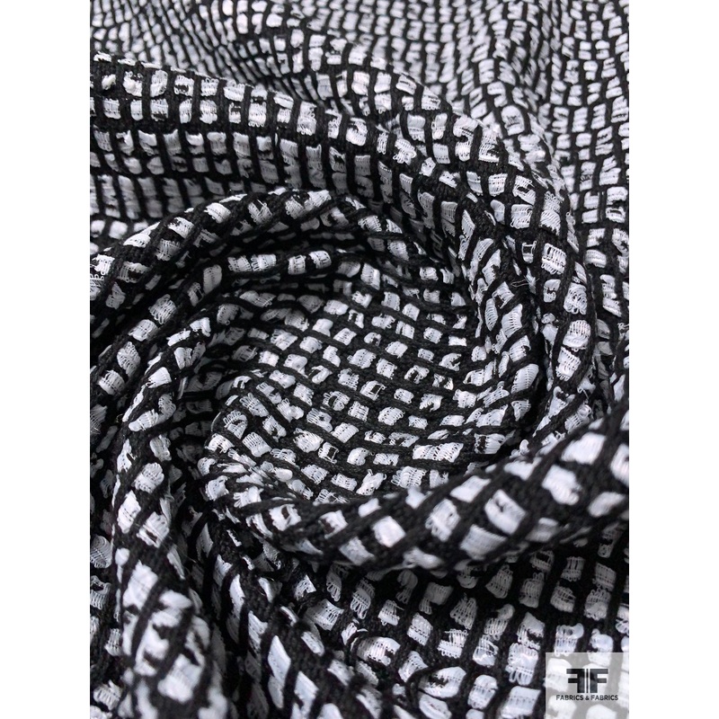 Made in England Yarn Weave Couture Tweed – Black / White Fabric by the Yard