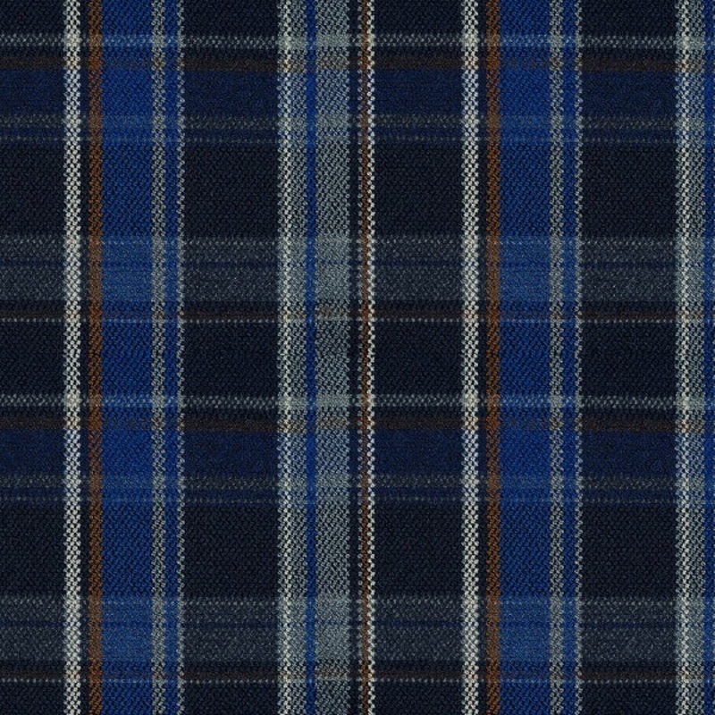 Remnant of Arc-Com York Plaid Cobalt Blue Upholstery Fabric Order Product 1