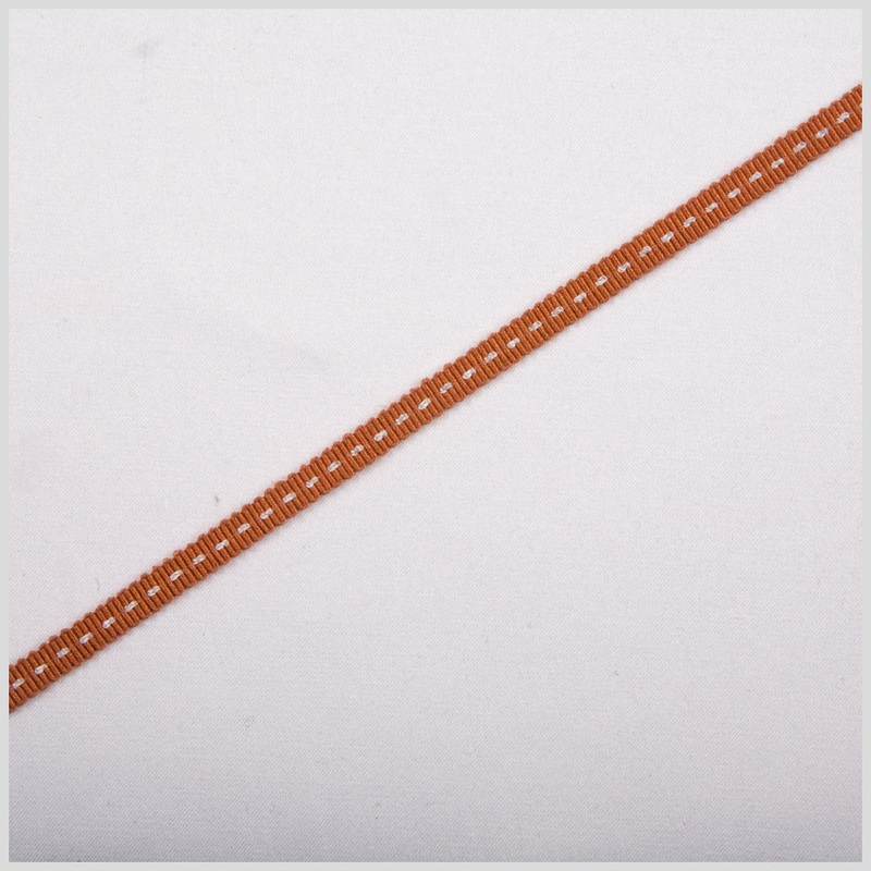 Rust Stitched Grosgrain Ribbon – 0.19″