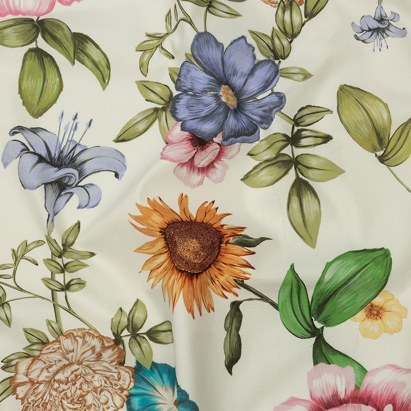 Stretch Cotton Canvas Print – White, Pink and Green Floral – Mood Exclusive Wonderland Garden