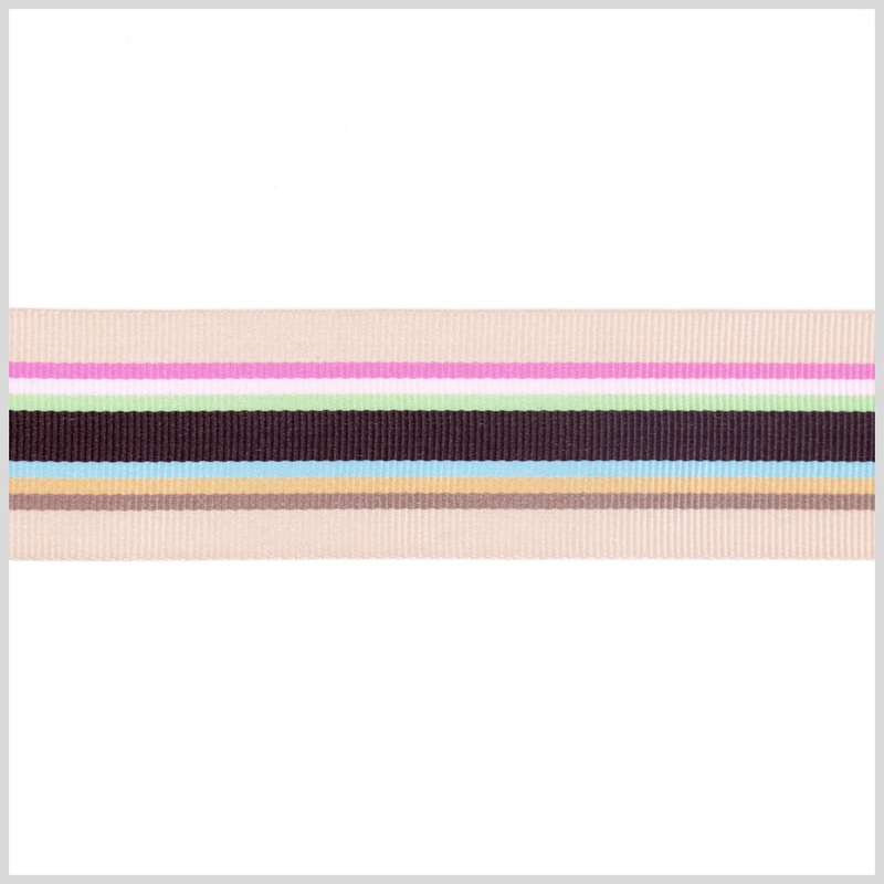 Beige Combo Striped Grosgrain Ribbon
