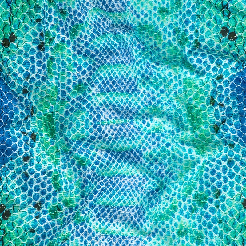 Compression Swimwear Tricot, UV Protective with Aloe Vera Microcapsules – Blue and Teal Python – Caye Collection