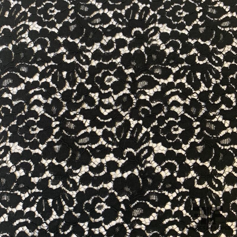 French Lightly Corded Lace – Black Fabric by the Yard