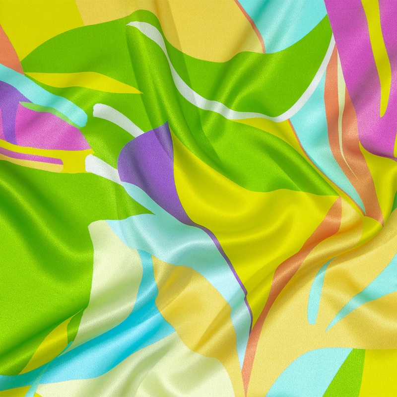Italian Yellow, Green and Purple Bold Naturals Silk Charmeuse