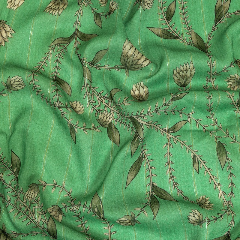 Mood Exclusive Greenbriar Vines Victorious Metallic Pinstriped Viscose Dobby