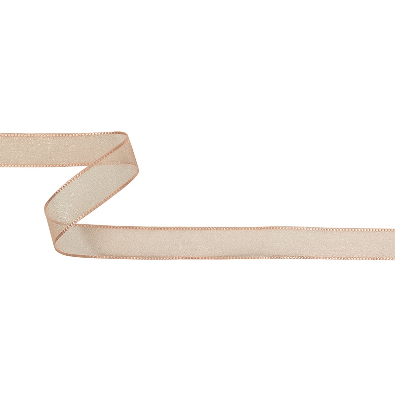 Peach Shimmering Organza Ribbon with Woven Edges – 0.75″