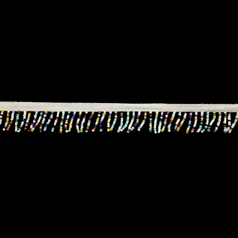 Vintage White and Multicolor Seed Beaded Fringe – 0.75″