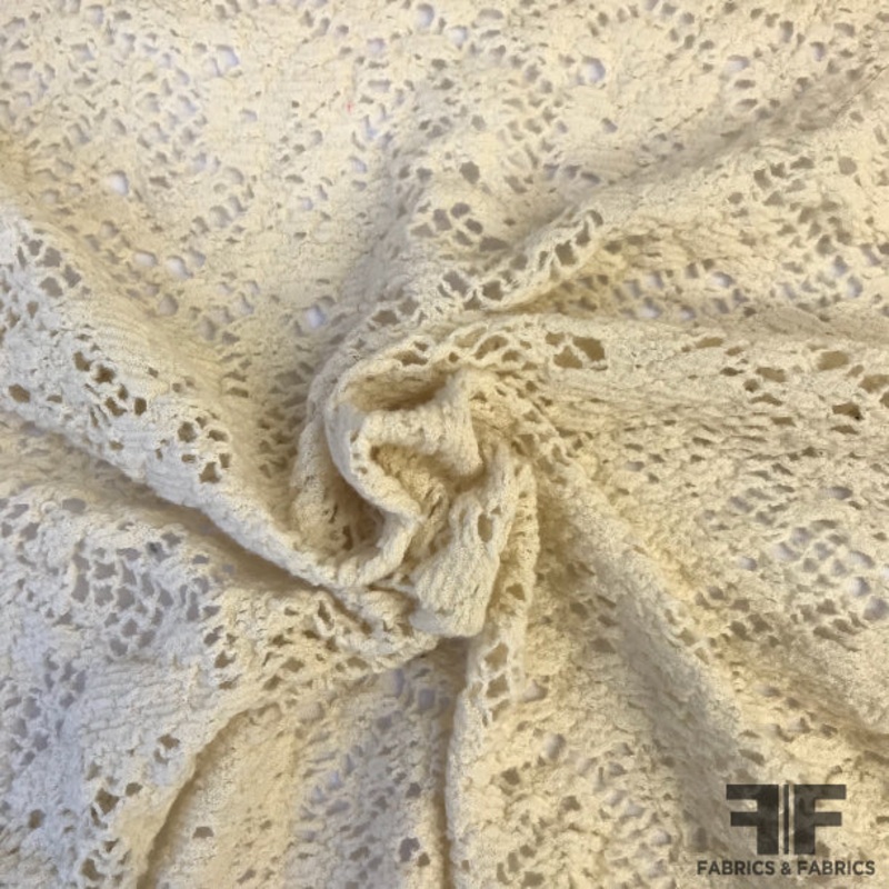 Wool Crochet Knit – Cream Fabric by the Yard