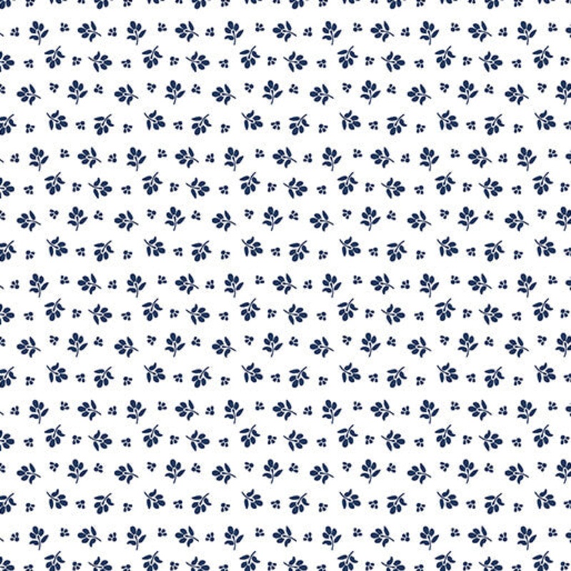 Classic Keepsakes in Blue 14654-50 Little Flower Buds White/Navy