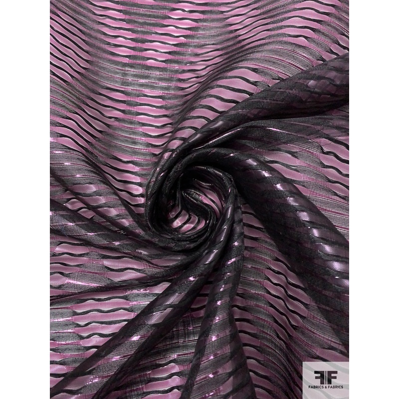 Italian Novelty Organza – Glossy Plum / Black Fabric by the Yard