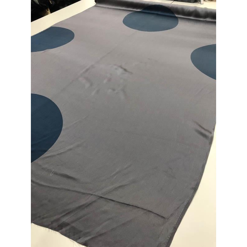 Large-Scale Polka Dots Silk Charmeuse – Grey And Blue Fabric by the Yard