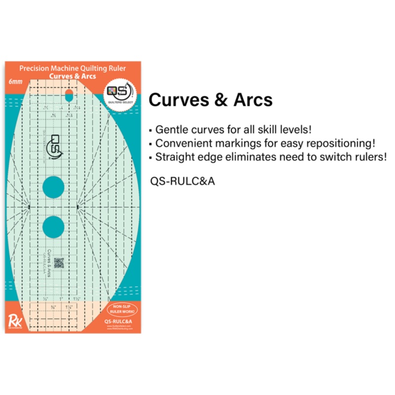 Quilters Select Machine Quilting Ruler – Curves & Arcs – Non-Slip