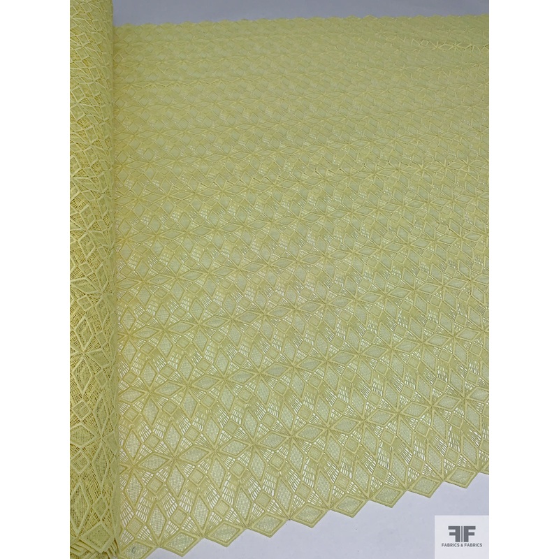 Star Lattice Guipure Lace – Pastel Lemon Yellow Fabric by the Yard