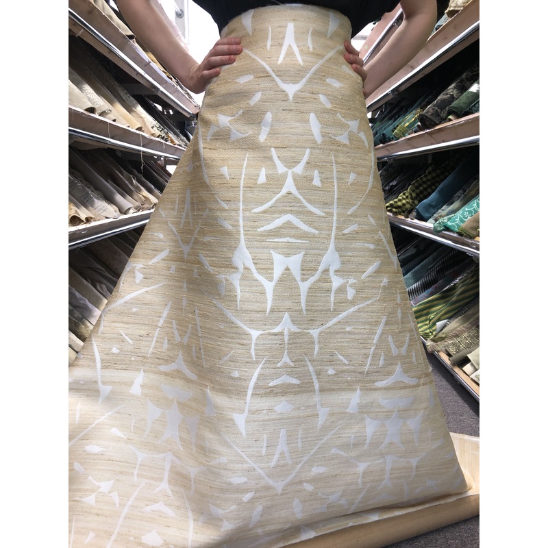 Floral Abstract European Burlap Brocade – Beige Fabric by the Yard