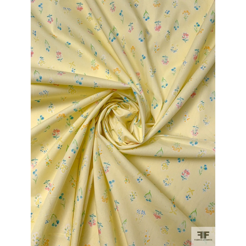 Made in Japan Ditsy Floral Printed Cotton Lawn – Baby Yellow / Blue / Peach / Green Fabric by the Yard
