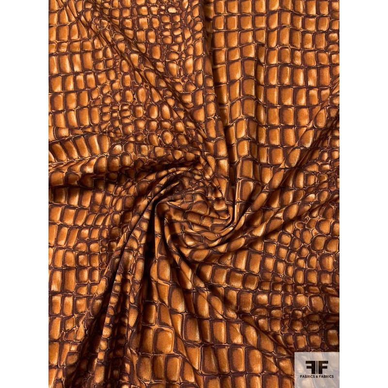 Reptile Pattern Lightweight Cotton Twill – Caramel / Brown / Black Fabric by the Yard